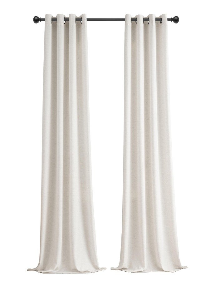 VOILYBIRD Off White Curtains Black Grommets Sheers Curtains 84 Inches Long for Bedroom Farmhouse Drapes Basketweave Texture, 52”W x 84”L, 2 Panels - Image 2