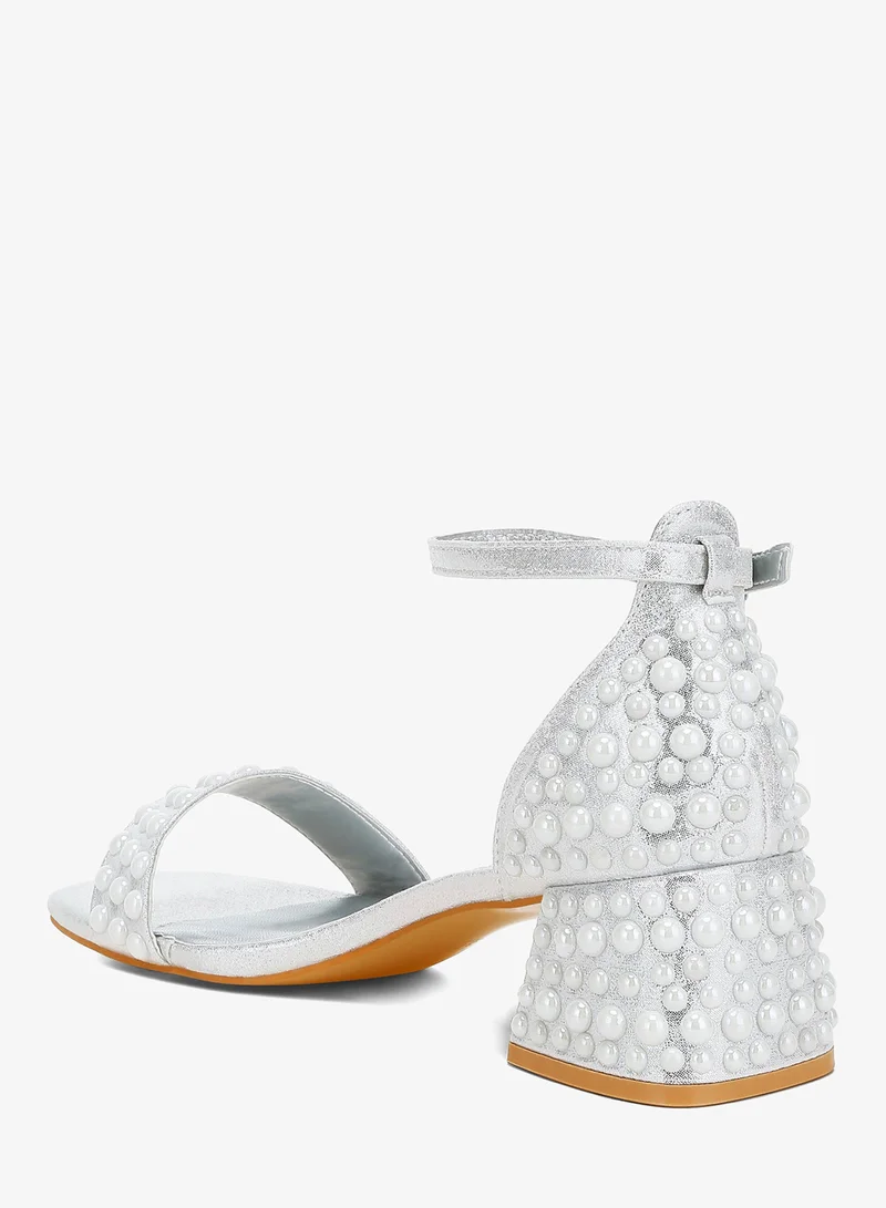 London Rag Silver Rhinestone Embellished Shimmer Sandals in Silver for Women | Best Price UAE