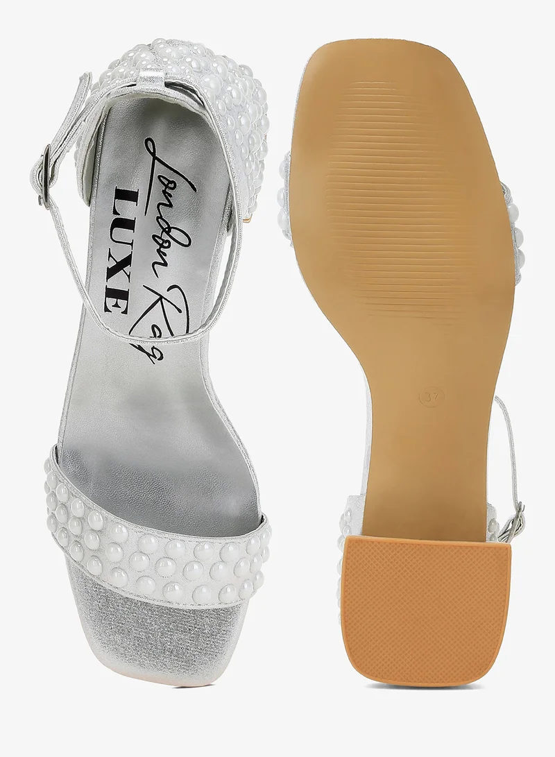 London Rag Silver Rhinestone Embellished Shimmer Sandals in Silver for Women | Best Price UAE
