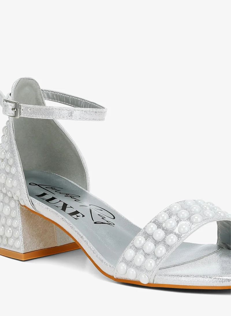 London Rag Silver Rhinestone Embellished Shimmer Sandals in Silver for Women | Best Price UAE