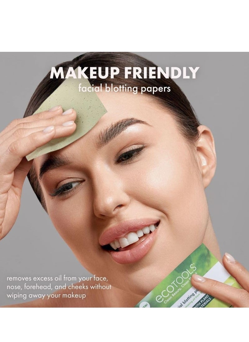 Ecotools EcoTools Natural Oil Absorbing Facial Blotting Papers, Plant-Based Materials, Makeup Friendly, Removes Excess Oil, Travel Sized, Easy To Use, Perfect For Oily & Shiny Skin, 200 Sheet Count  - Image 2