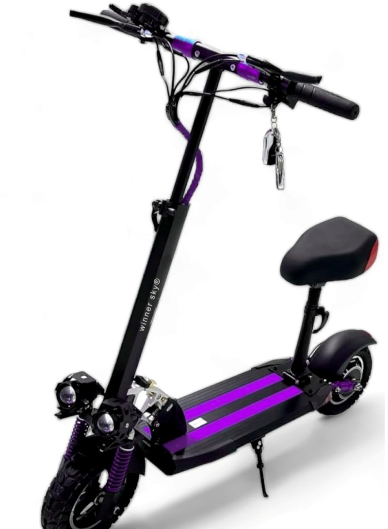 وينر سكاي سكوتر كهربائي E10، محرك 1200 واط، نظام إضاءة مُحسّن بثلاثة مصابيح، بطارية 48 فولت 13 أمبير/ساعة، لون بنفسجي - Image 1