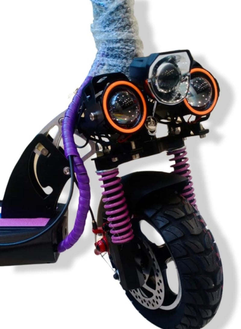 وينر سكاي سكوتر كهربائي E10، محرك 1200 واط، نظام إضاءة مُحسّن بثلاثة مصابيح، بطارية 48 فولت 13 أمبير/ساعة، لون بنفسجي - Image 3