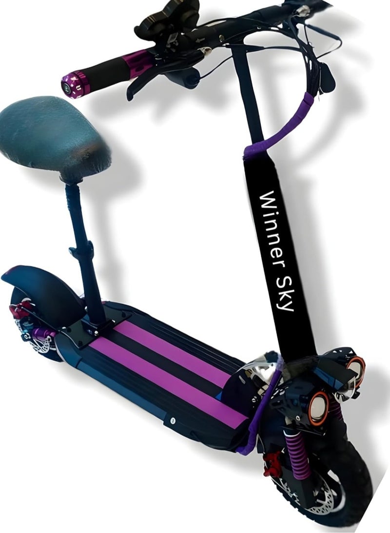 وينر سكاي سكوتر كهربائي E10، محرك 1200 واط، نظام إضاءة مُحسّن بثلاثة مصابيح، بطارية 48 فولت 13 أمبير/ساعة، لون بنفسجي - Image 4