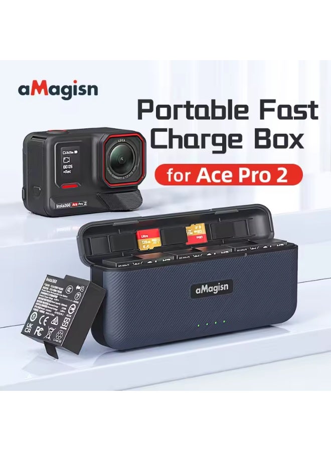 aMagisn علبة شحن محمولة من aMagisn لبطارية كاميرا Insta360 Ace Pro 2، صندوق شحن سريع بقوة 20 واط لملحقات الطاقة الخاصة بكاميرا Insta360 AcePro2 - Image 1