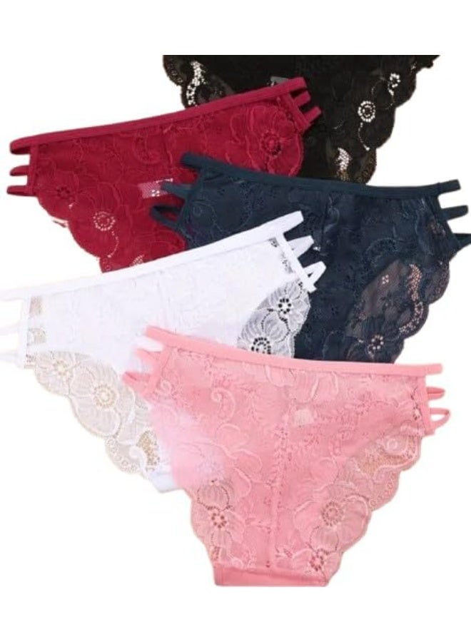 Hanady Women's 3-Piece Cotton Underwear Set – Lace Detailed with Trendy Side Straps (M / L) - Image 1
