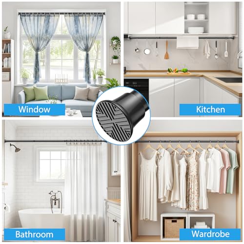 ZIPGLO Tension Rod 30-76 Inch - 1pack Spring Loaded Curtain Rods, Black Tension Curtain Rod Expandable Curtain Rods Tension Adjustable Rod Without Drilling, Tension Rods For Bathroom Doorway Window - Image 5