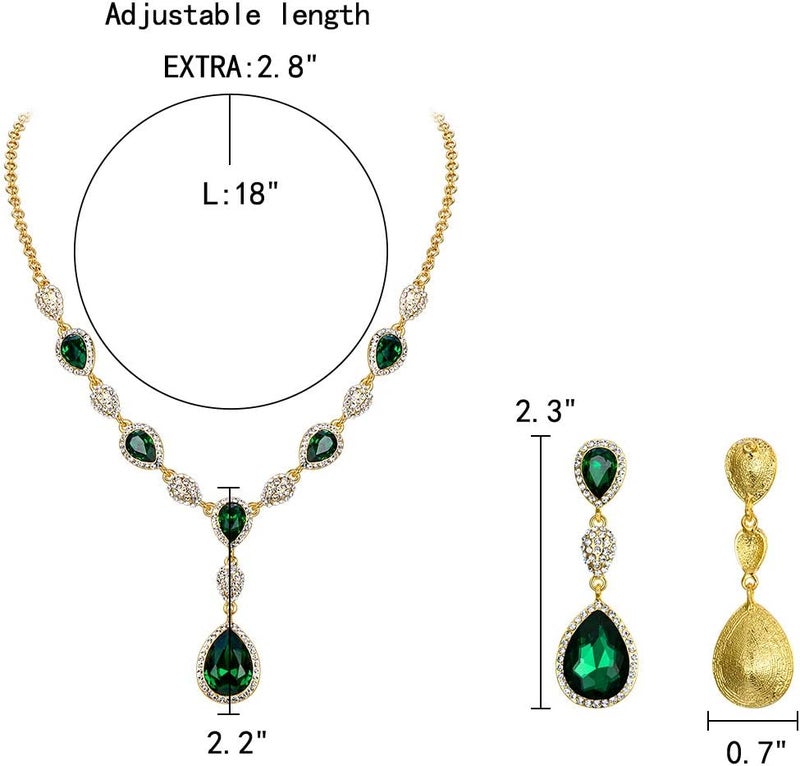 EleQueen Women's Cubic Zirconia Teardrop Y-Necklaces Dangle Earrings Jewelry Sets for Brides Bridesmaids - Image 4