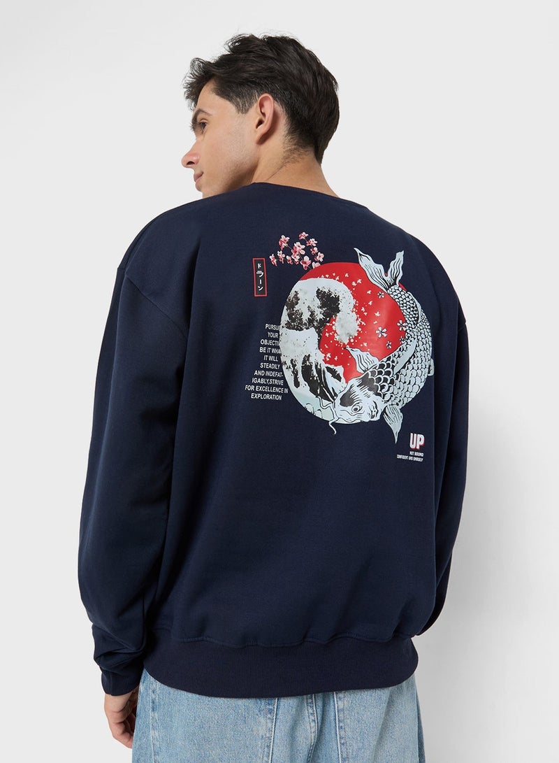 Seventy Five Graphic Crew Neck Pullover Sweatshirt - Image 2