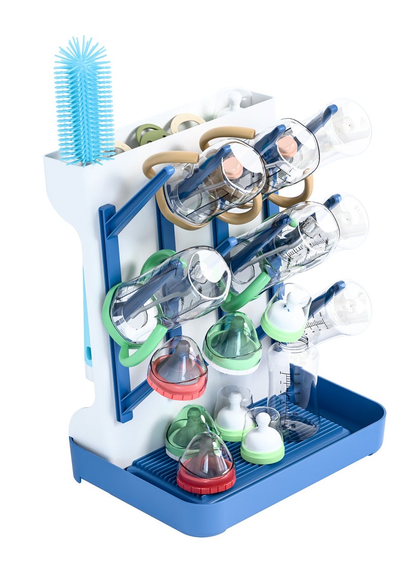 McDou Baby Bottle Drying Rack, Large Vertical Bottle Organizer, Nipple Drainer - Holds 12 Bottles and Accessories (Blue) - Image 3