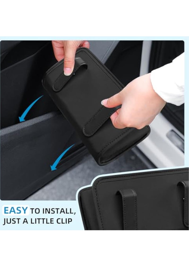 KASTWAVE Car Trash Can, Leather Car Trash Bin Door Organizer with a Roll of Garbage Bag, Leakproof Mini Trash, Foldable Hanging Mini Cars Storage, Must Have Essentials Interior Accessories, Black - Image 2