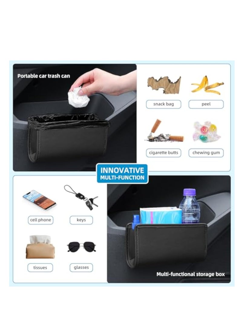 KASTWAVE Car Trash Can, Leather Car Trash Bin Door Organizer with a Roll of Garbage Bag, Leakproof Mini Trash, Foldable Hanging Mini Cars Storage, Must Have Essentials Interior Accessories, Black - Image 4