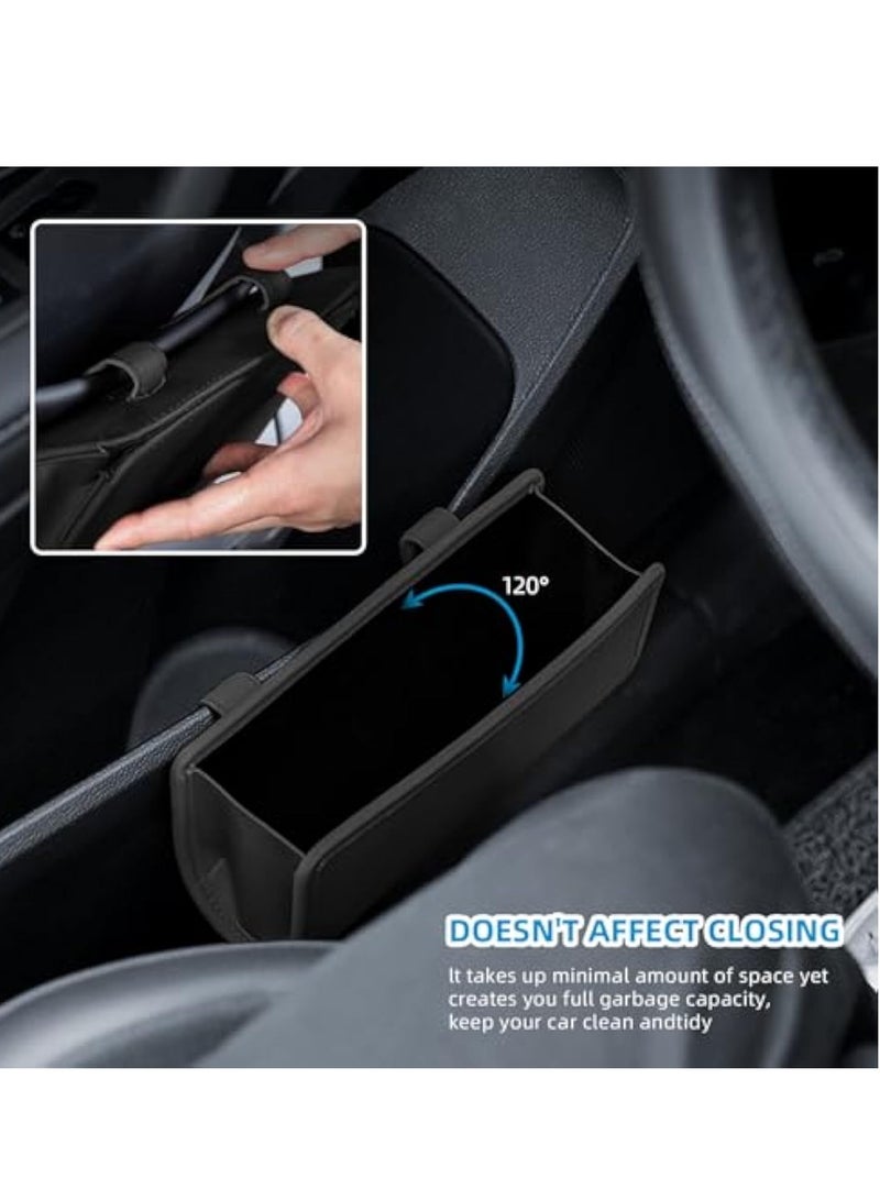 KASTWAVE Car Trash Can, Leather Car Trash Bin Door Organizer with a Roll of Garbage Bag, Leakproof Mini Trash, Foldable Hanging Mini Cars Storage, Must Have Essentials Interior Accessories, Black - Image 5