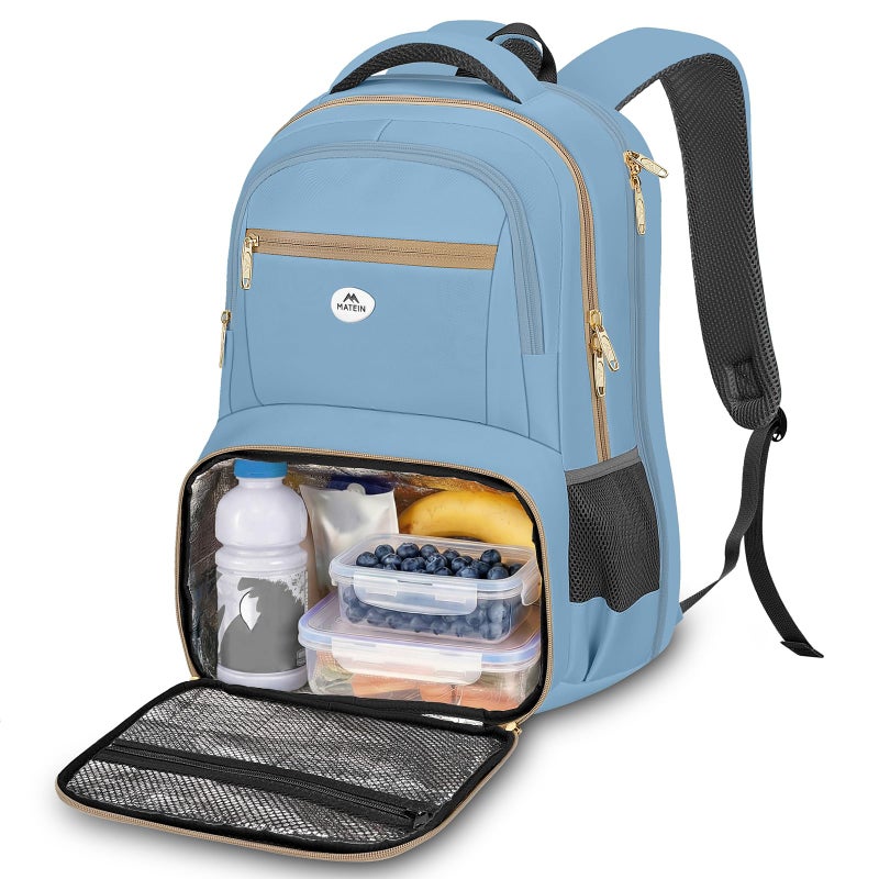 MATEIN Lunch Backpack for Women, 17 Inch Modern Insulated Work Backpack with Laptop Compartment, Water Resistant Stylish Preppy Meal Prep Bag with Cooler Lunch Box for Work Office Commute College Trip - Image 1