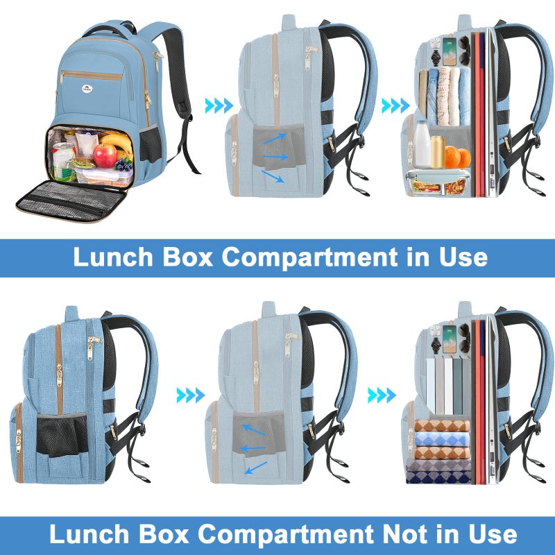 MATEIN Lunch Backpack for Women, 17 Inch Modern Insulated Work Backpack with Laptop Compartment, Water Resistant Stylish Preppy Meal Prep Bag with Cooler Lunch Box for Work Office Commute College Trip - Image 3