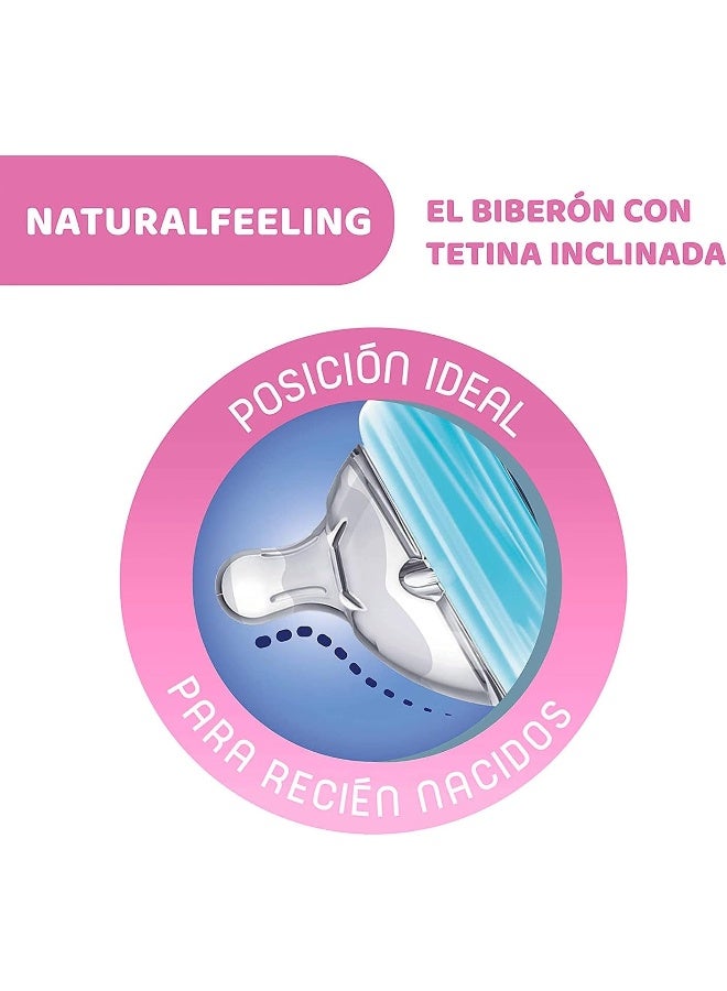 Chicco Natural Feeling Bottle, 150ml, Blue (0m+) - Image 2