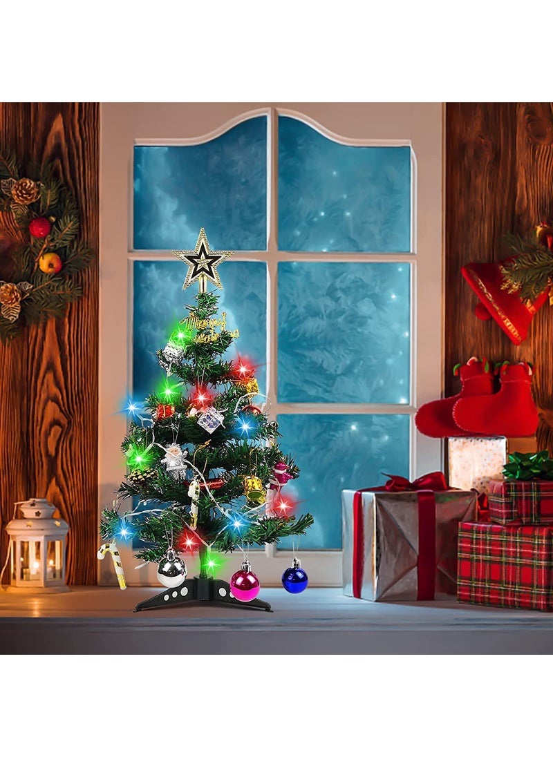 Lazybeee LAZYBEEE Table Top Mini Christmas Tree with LED String Lights 24 Artificial Small DIY Desktop Christmas Tree Tabletop Chrstmas Tree with 30 Ornaments for Holiday Indoor Decoration  - Image 3
