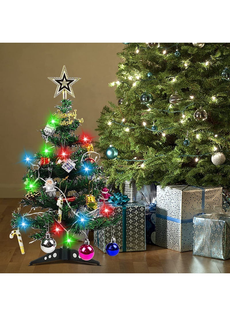 Lazybeee LAZYBEEE Table Top Mini Christmas Tree with LED String Lights 24 Artificial Small DIY Desktop Christmas Tree Tabletop Chrstmas Tree with 30 Ornaments for Holiday Indoor Decoration  - Image 5