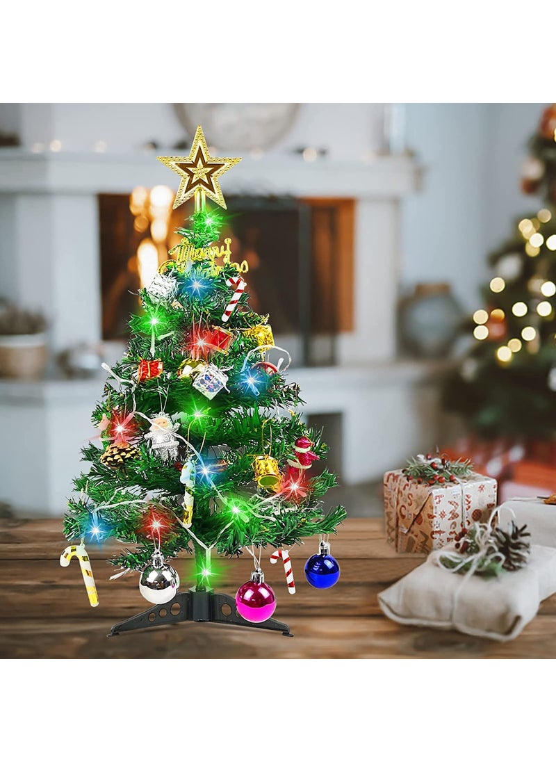 Lazybeee LAZYBEEE Table Top Mini Christmas Tree with LED String Lights 24 Artificial Small DIY Desktop Christmas Tree Tabletop Chrstmas Tree with 30 Ornaments for Holiday Indoor Decoration  - Image 1