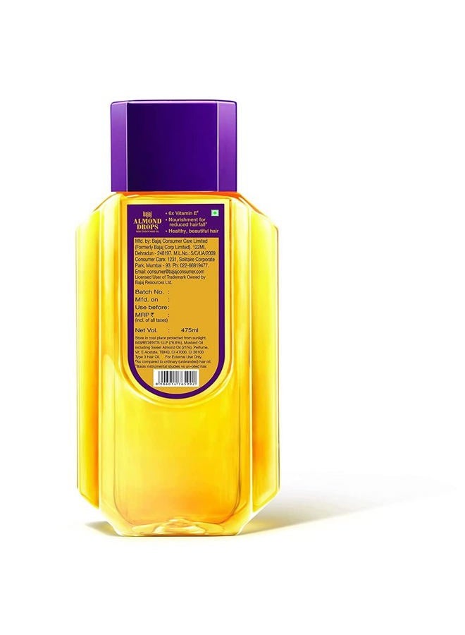 Bajaj زيت شعر قطرات اللوز - 500 مل (16.91 أونصة سائلة) من سوبلاكسمي جروسرز - Image 2