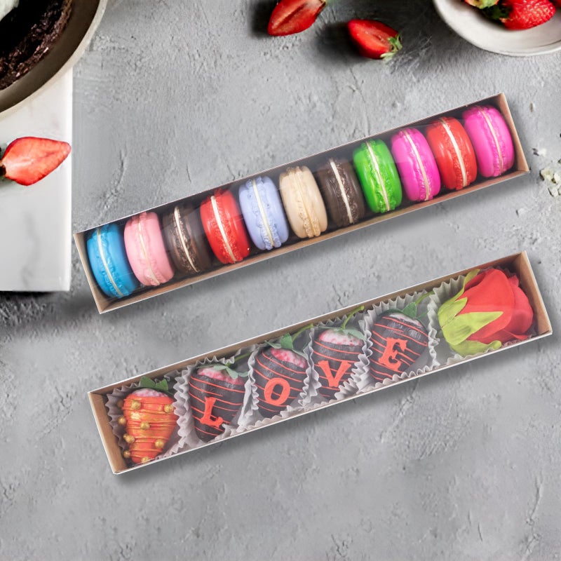 JCXGRVC 15Pack 12x2Â¼x2 Inches Strawberry Boxes Macaron boxes Chocolate Truffle Boxes Cookies boxes Bakery Boxes with Clear Window - Image 5