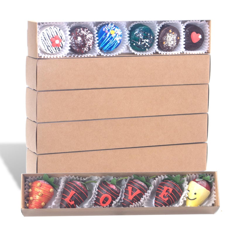JCXGRVC 15Pack 12x2Â¼x2 Inches Strawberry Boxes Macaron boxes Chocolate Truffle Boxes Cookies boxes Bakery Boxes with Clear Window - Image 1