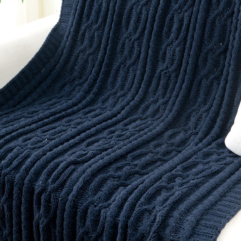 Battilo Navy BlueThrow Blanket for Couch, 51"x67", Chenille Knit Throw Blanket, Super Soft Warm Blanket, Decorative Christmas Textured Throw Blanket for Bed,Living Room - Image 5