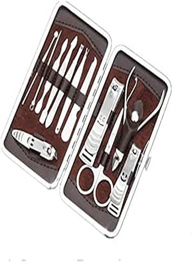 Manicure, Nail Clippers Set of 12pcs, Professional Grooming Kit, Nail Tools with Travel Case (12)