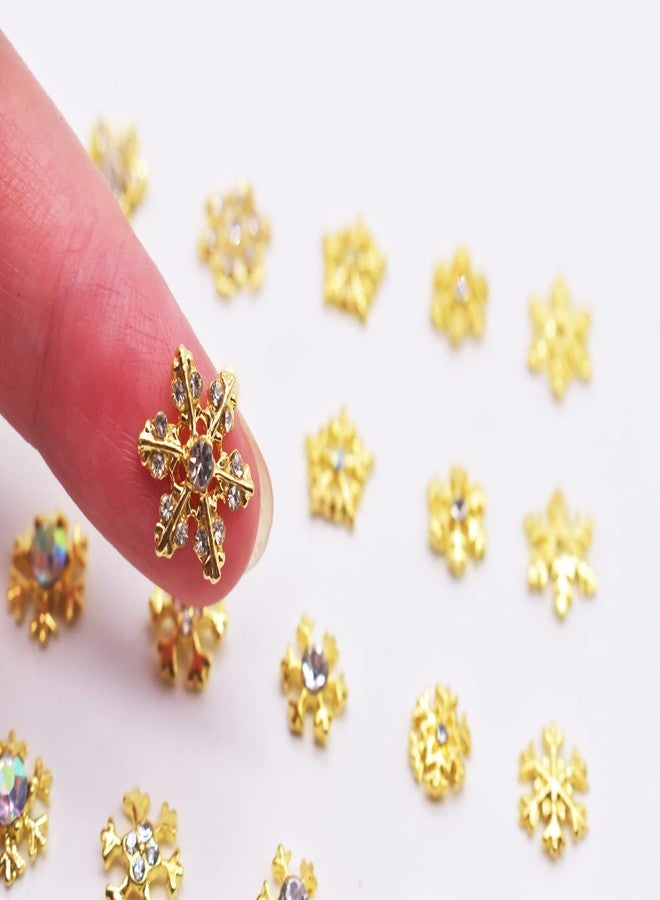 LIFOOST Nail Charms Snowflake Rhinestones for Nails 24Pcs 3D Gold Crystals Diamonds Nail Charms and Gems Y2k Nail Jewels for Nail Art - Image 3