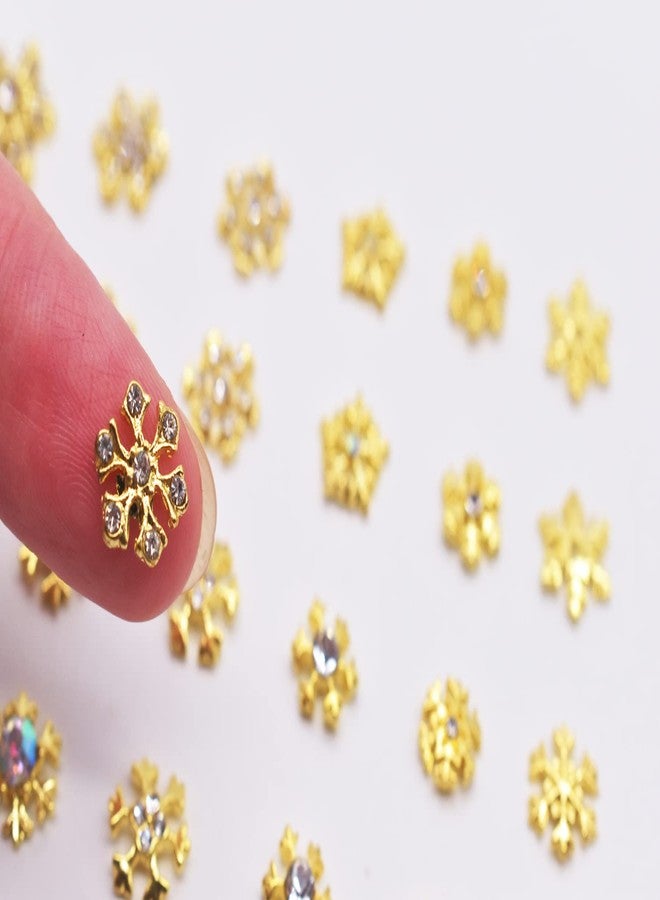 LIFOOST Nail Charms Snowflake Rhinestones for Nails 24Pcs 3D Gold Crystals Diamonds Nail Charms and Gems Y2k Nail Jewels for Nail Art - Image 4