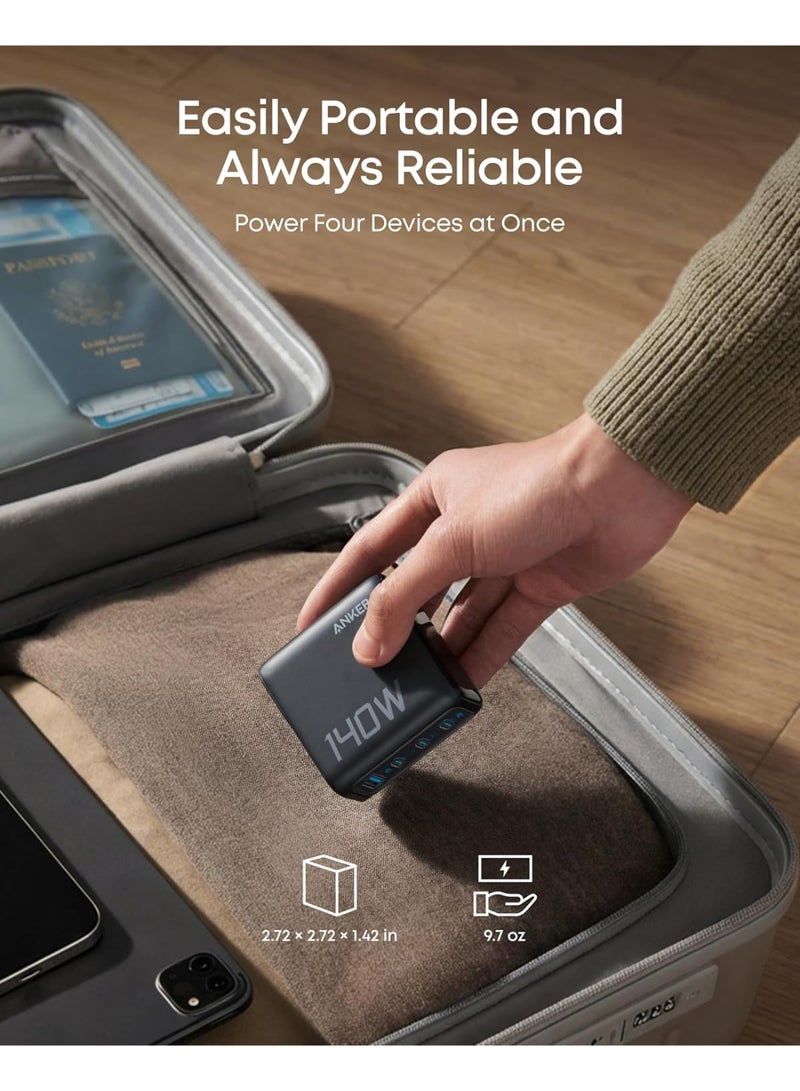 Anker Laptop Charger, 140W MAX USB C Charger, 4-Port Multi-Device Fast Charging, Advanced GaN Power Adapter, Intuitive Touch Controls, for MacBook, iPhone 17/16 Series, Samsung Galaxy, Pixel, and More - Image 3