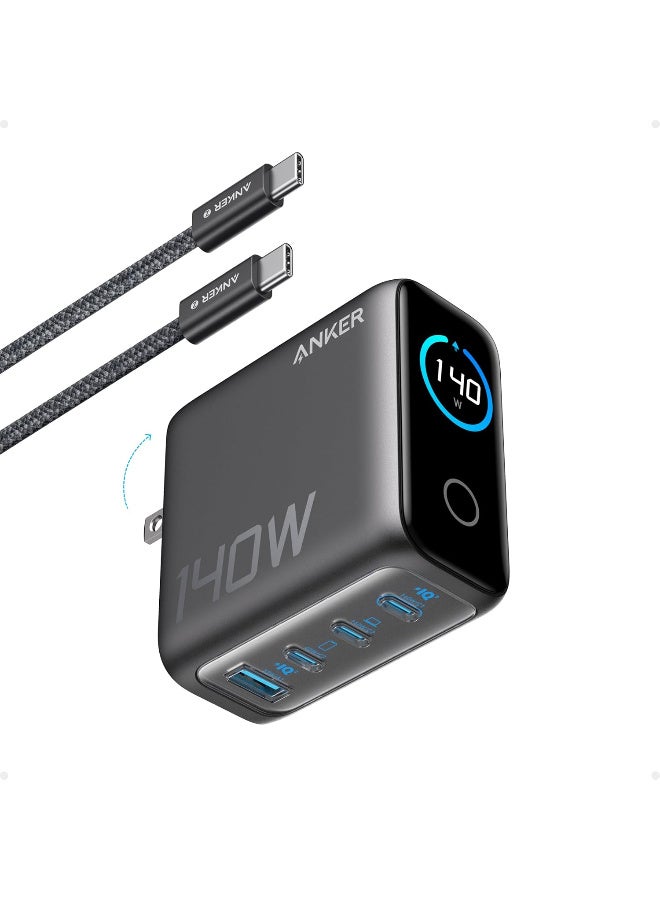 Anker Laptop Charger, 140W MAX USB C Charger, 4-Port Multi-Device Fast Charging, Advanced GaN Power Adapter, Intuitive Touch Controls, for MacBook, iPhone 17/16 Series, Samsung Galaxy, Pixel, and More - Image 1
