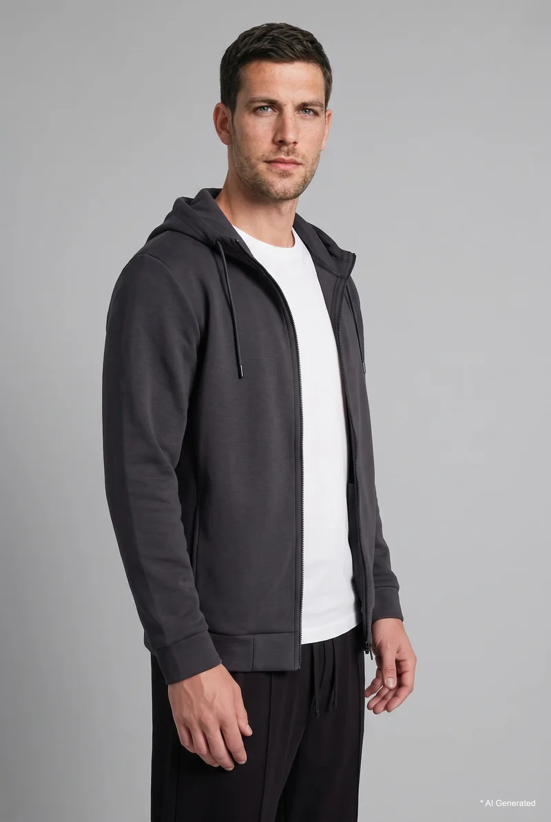 Defacto Regular Fit Cotton Zip-Up Hoodie