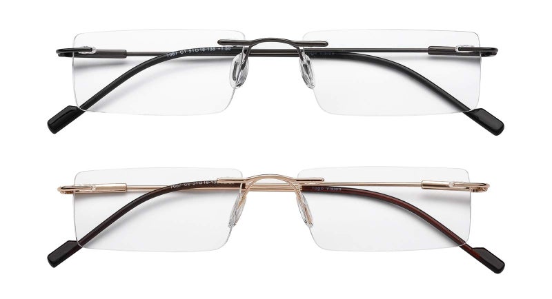 Success Eyewear Reading Glasses 2 Pair Rimless Ultra Lightweight Readers for Men and Women Set of Gunmetal and Shiny Gold 1.25 - Image 2