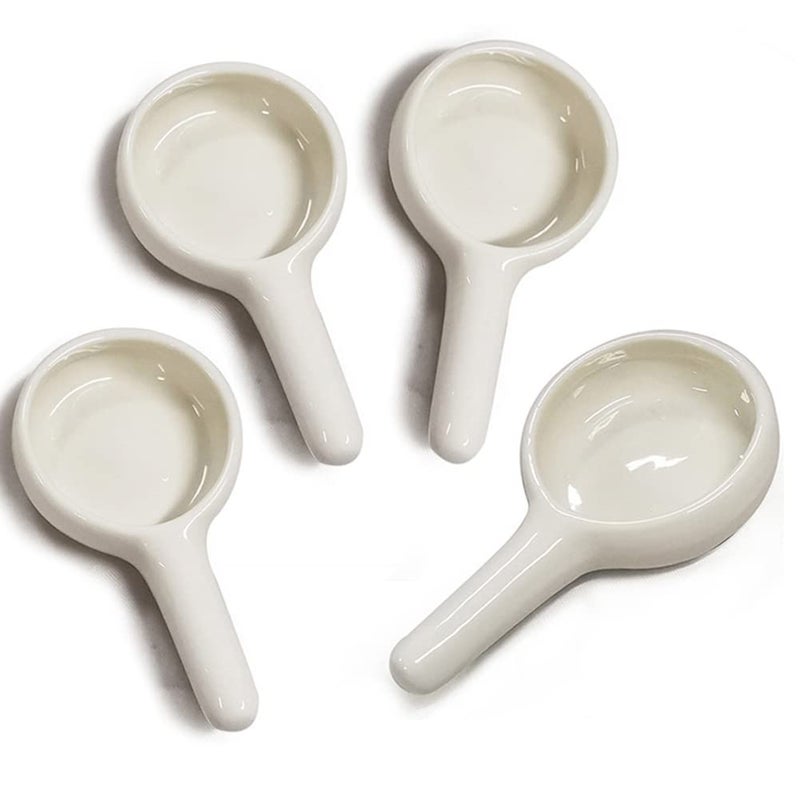 4Pcs Ceramic Candle Spoon Tray Holder Tealight Wax Warmer Little Candle Spoon Replacement Fragrance Aromatherapy Furnace Accessories White