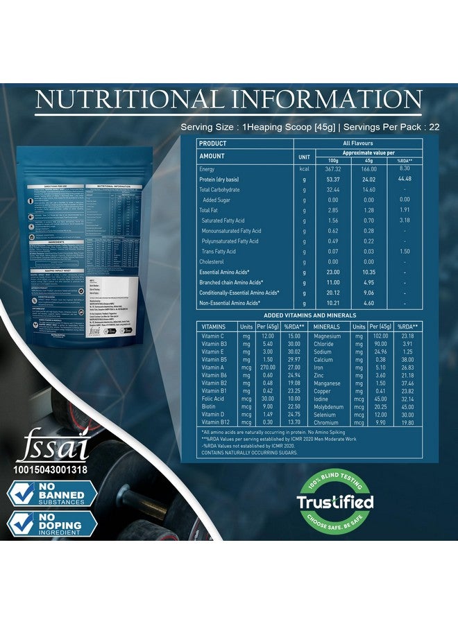 NAKPRO Impact Whey Protein 1kg, Double Rich Chocolate | Isolate & Concentrate | 24g Protein & 4.9g BCAA | NAKPRO Micronised Creatine Monohydrate Powder, 3g Creatine/Serve (100g, Unflavoured) Combo - Image 3