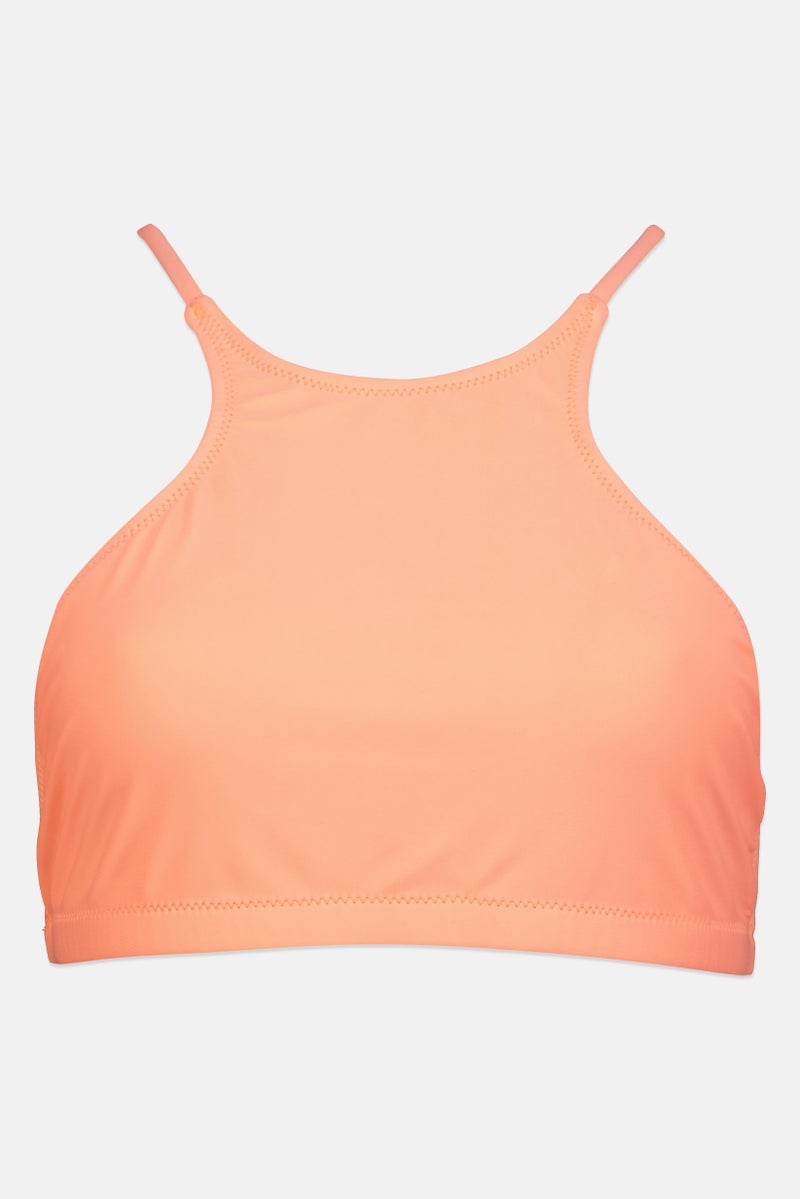 Billabong Women Plain Bikini Top, Neon Peach - Image 2