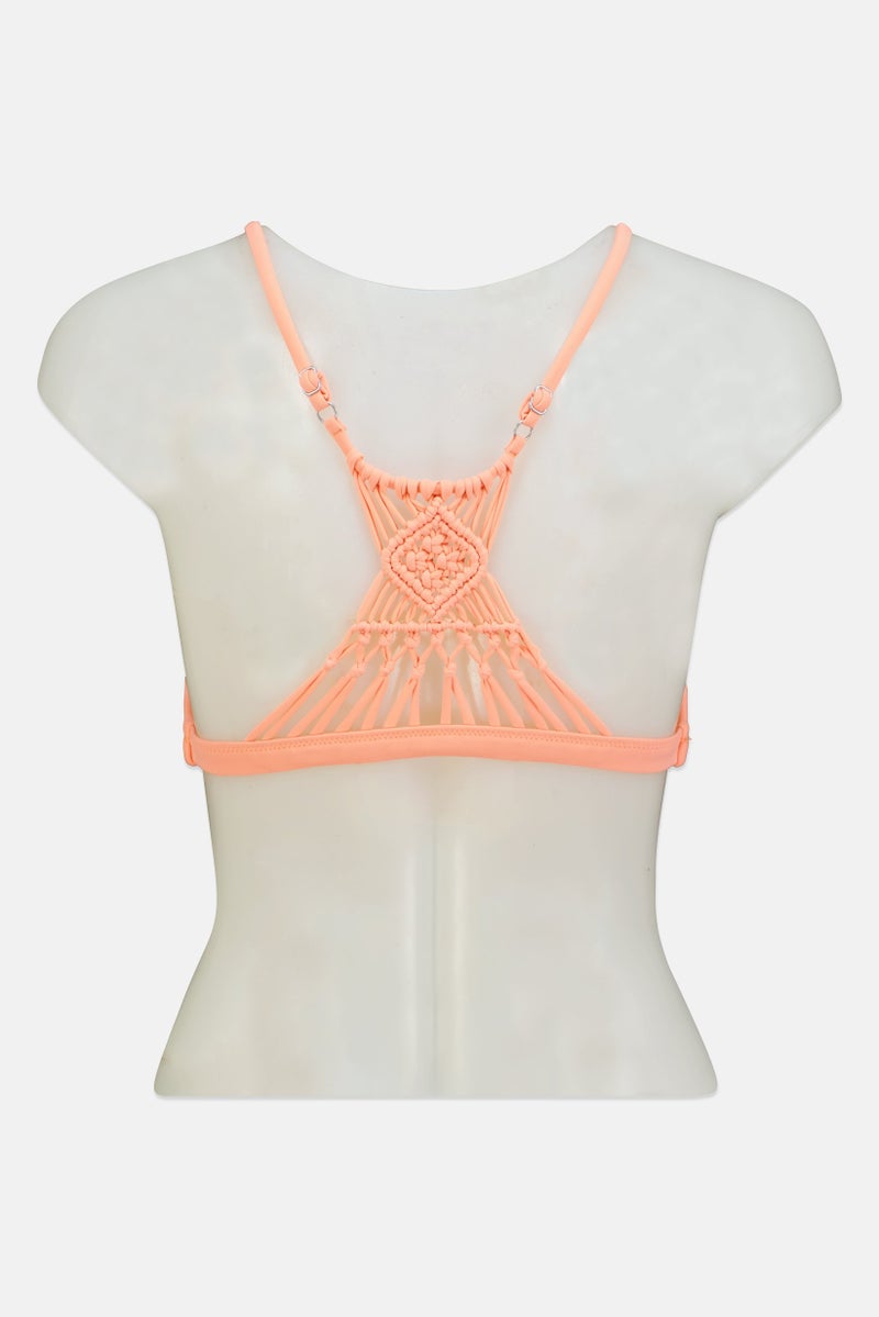 Billabong Women Plain Bikini Top, Neon Peach - Image 3