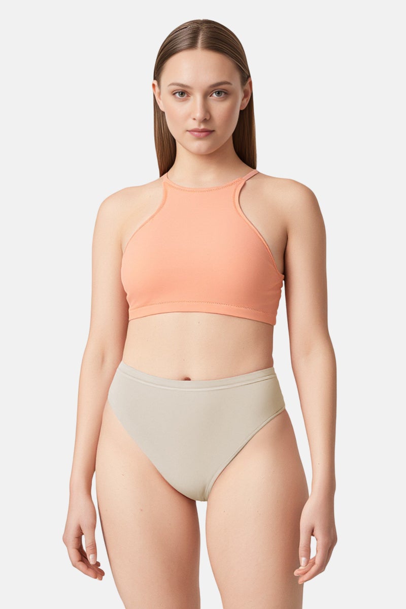 Billabong Women Plain Bikini Top, Neon Peach - Image 1