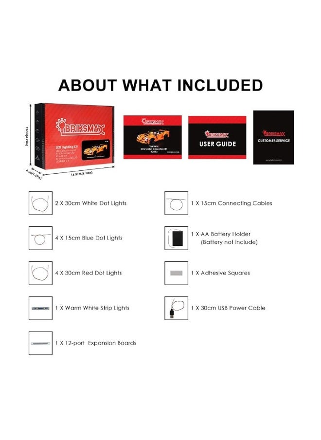 BRIKSMAX Led Lighting Kit for Technic Chevrolet Corvette ZR1 - Compatible with Lego 42093 Building Blocks Model- Not Include The Lego Set