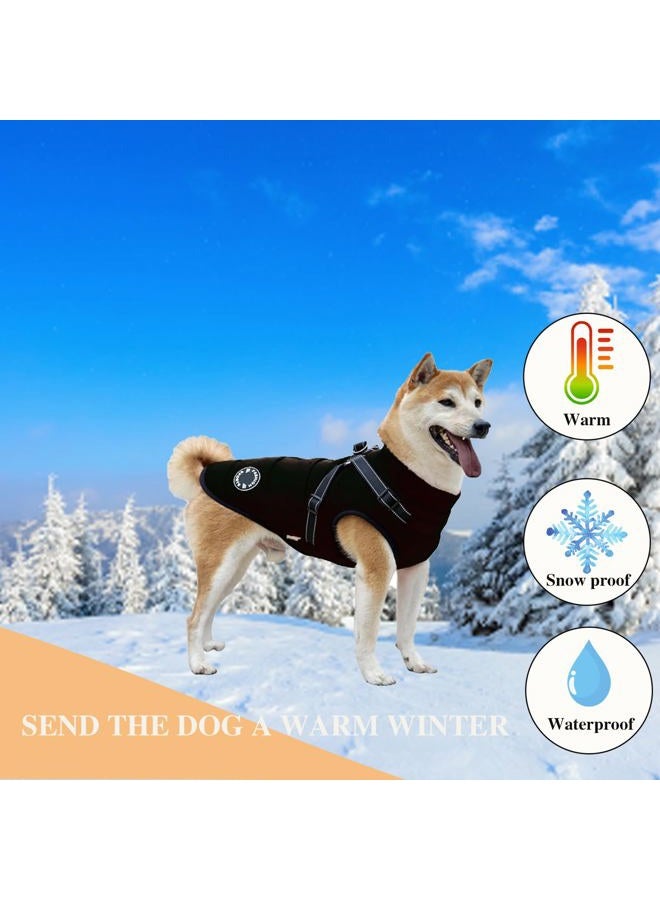 Furry King Dog Winter Coat with Harness, 7 Colors, Waterproof, Fleece Lined. (Red, Medium) - Image 4