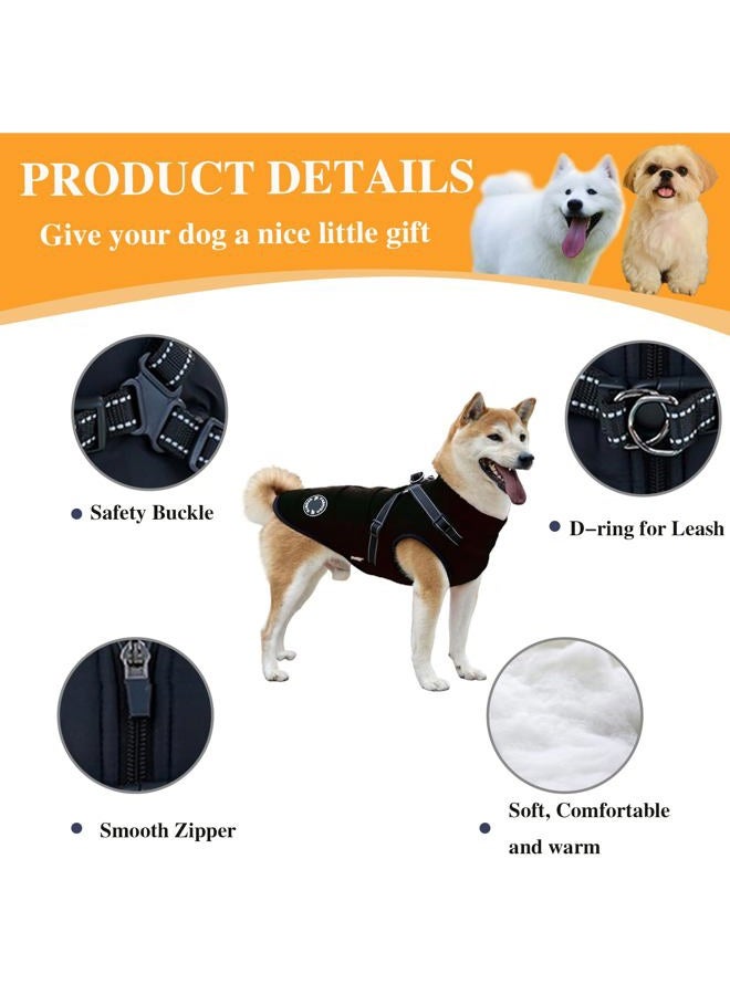Furry King Dog Winter Coat with Harness, 7 Colors, Waterproof, Fleece Lined. (Red, Medium) - Image 3