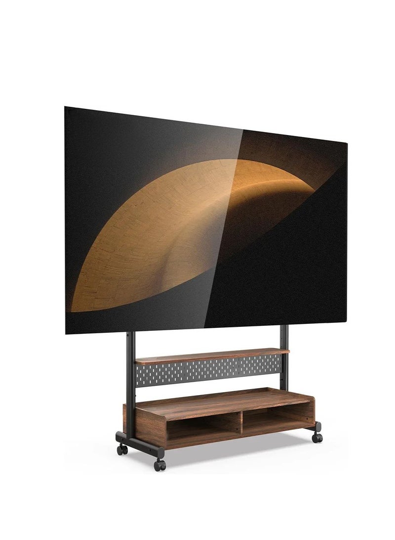 Rolling Floor TV Stand for 70-100 inch Large LCD/LED TVs, Heavy Duty TV Cart Capacity up to 176lbs, Mobile Corner TV Stand for Flat Screens - Image 1