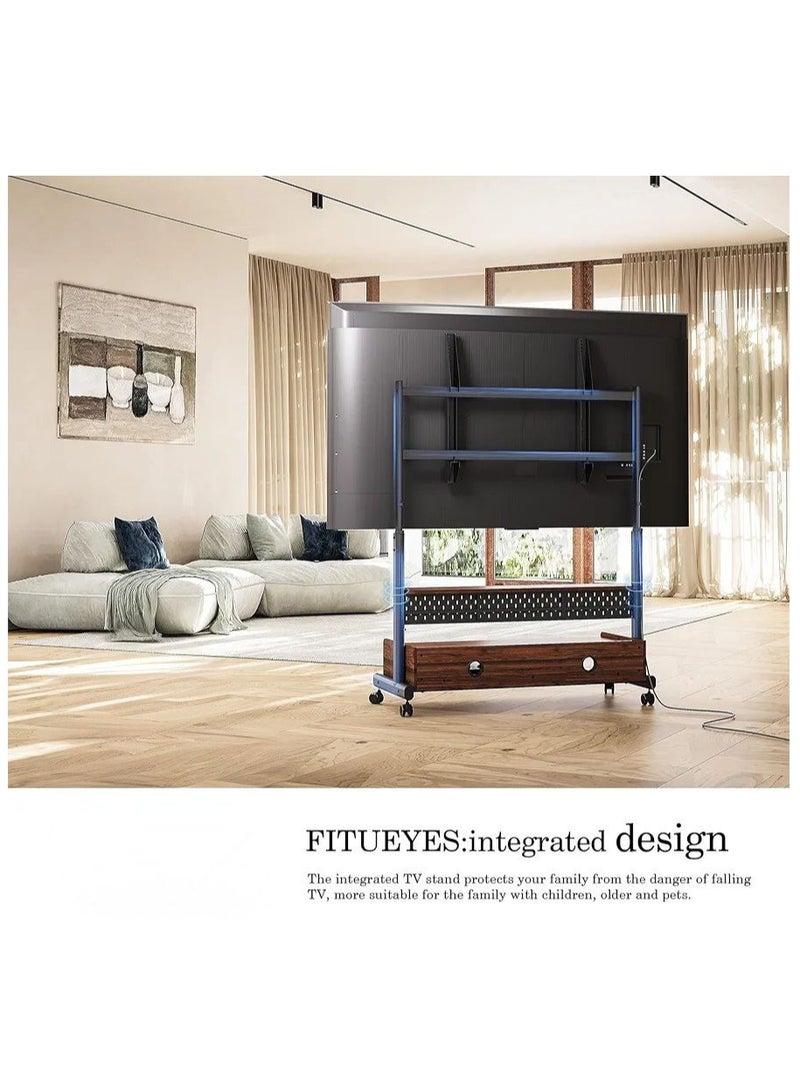 Rolling Floor TV Stand for 70-100 inch Large LCD/LED TVs, Heavy Duty TV Cart Capacity up to 176lbs, Mobile Corner TV Stand for Flat Screens - Image 4