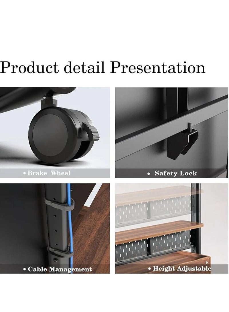 Rolling Floor TV Stand for 70-100 inch Large LCD/LED TVs, Heavy Duty TV Cart Capacity up to 176lbs, Mobile Corner TV Stand for Flat Screens - Image 5