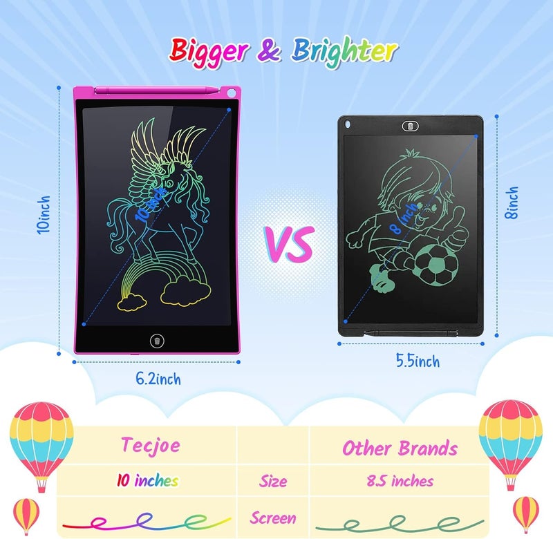 TECJOE 2 Pack LCD Writing Tablet, 10 Inch Colorful Doodle Board Drawing Tablet for Kids, Kids Travel Learning Toys Christmas Birthday Gifts for 3 4 5 6 Year Old Boys and Girls Toddlers - Image 3