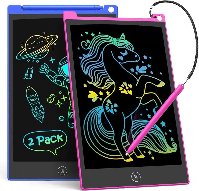 TECJOE 2 Pack LCD Writing Tablet, 10 Inch Colorful Doodle Board Drawing Tablet for Kids, Kids Travel Learning Toys Christmas Birthday Gifts for 3 4 5 6 Year Old Boys and Girls Toddlers - Image 1