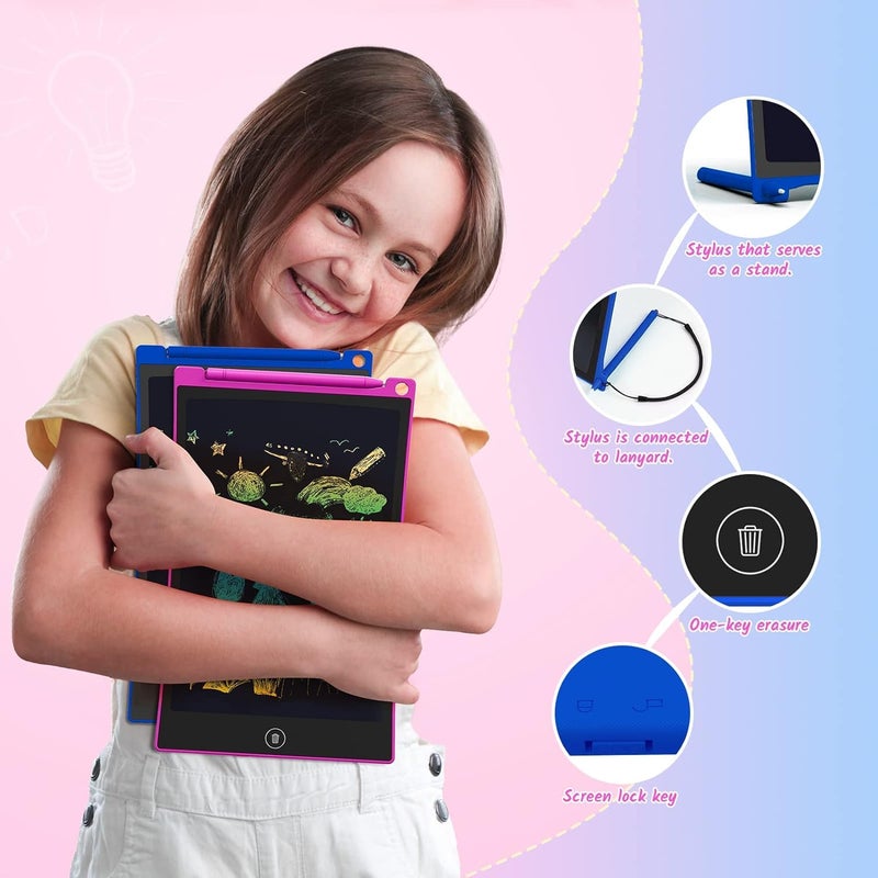 TECJOE 2 Pack LCD Writing Tablet, 10 Inch Colorful Doodle Board Drawing Tablet for Kids, Kids Travel Learning Toys Christmas Birthday Gifts for 3 4 5 6 Year Old Boys and Girls Toddlers - Image 2