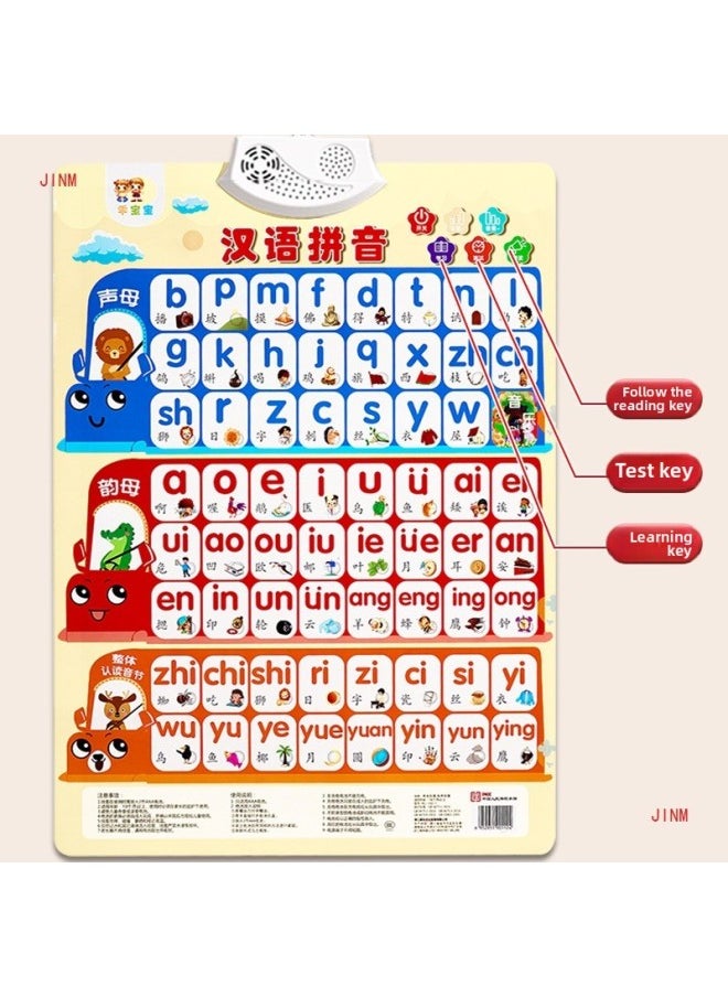 Generic - Chinese Pinyin Alphabet 26 Wall Stickers Digital Audio Early Education Wall Chart Point Reading Voice Book Learning Literacy Multiplication-Specifications:[super Value 4 Sets] Pinyin + Chinese Characters + Numbers + Multiplication Role (comes With Battery + Hook + Screwdriver) - Image 1