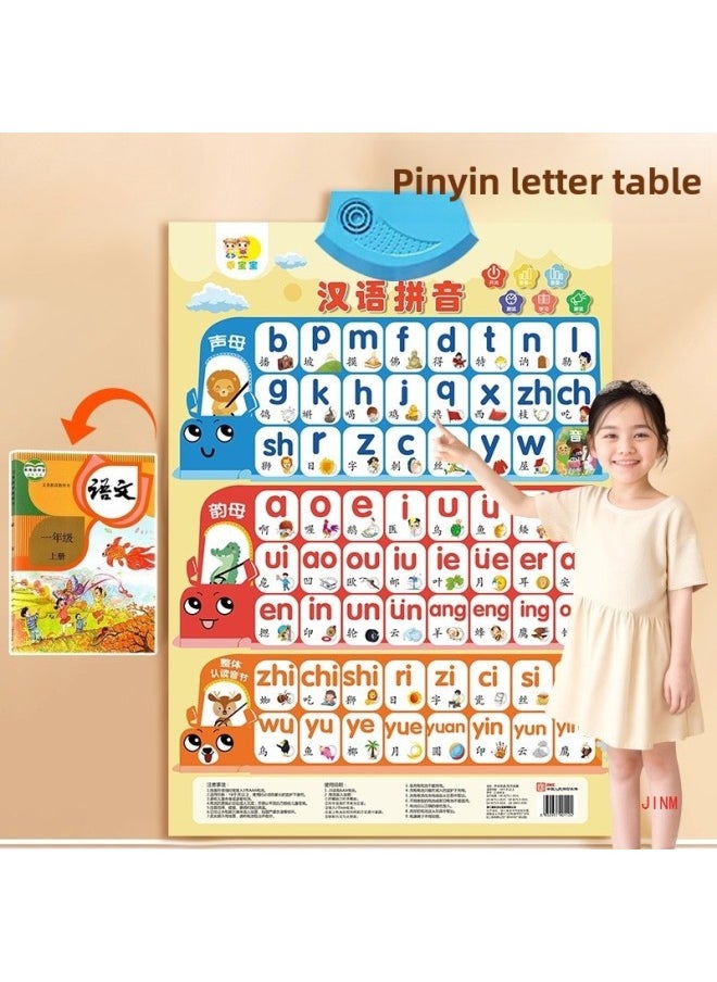 Generic - Chinese Pinyin Alphabet 26 Wall Stickers Digital Audio Early Education Wall Chart Point Reading Voice Book Learning Literacy Multiplication-Specifications:[super Value 4 Sets] Pinyin + Chinese Characters + Numbers + Multiplication Role (comes With Battery + Hook + Screwdriver) - Image 1